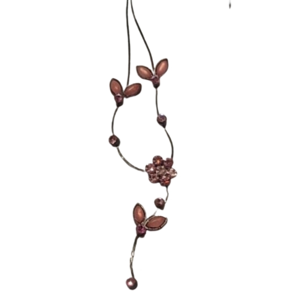 Pink necklace flowers pink rhinestones
